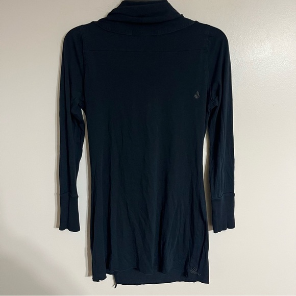 Volcom Long Sleeve Cowl Neck Black Midi Dress One Pocket Cinched Artsy Skater XS - Picture 10 of 10